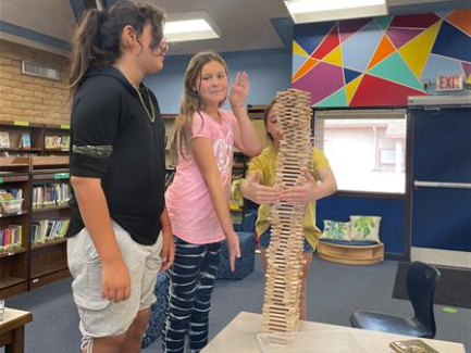 Stem projects in the library. 